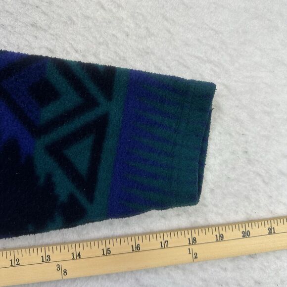 Vintage EVR Sweater Womens Large L Green Blue Fleece Geometric Southwestern - Picture 10 of 12